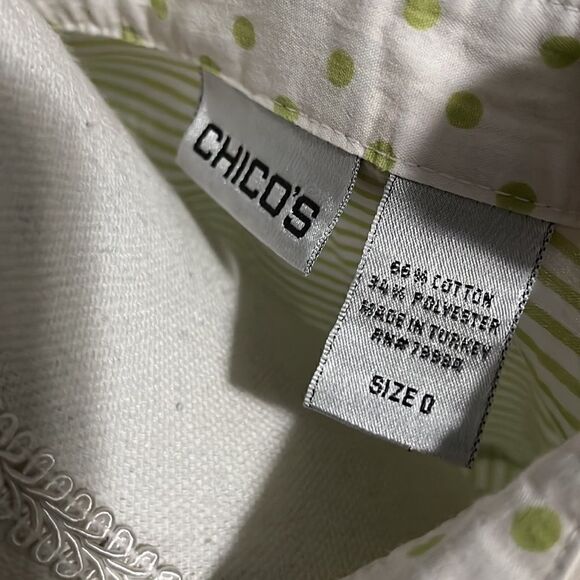 Chico’s - green and white striped button up - Size 0 - Picture 4 of 5